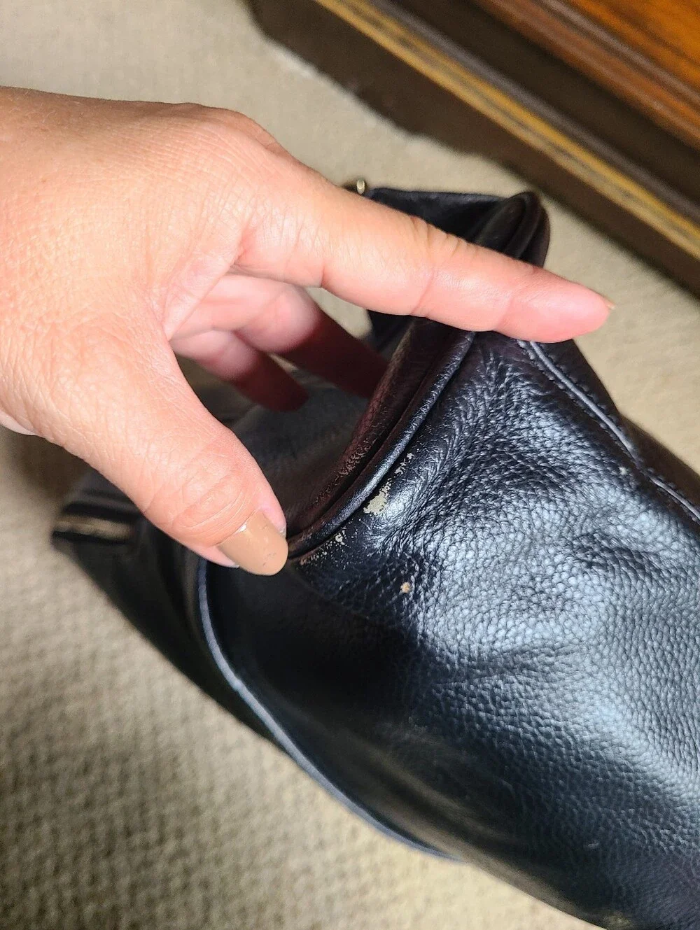 Coolcy, black leather backpack, bag